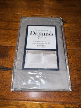 Charter Club Damask Solid Standard Sham - Gray